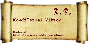 Kovásznai Viktor névjegykártya